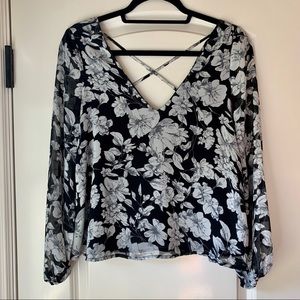 Lucca Floral Blouse with Open Back Detail
